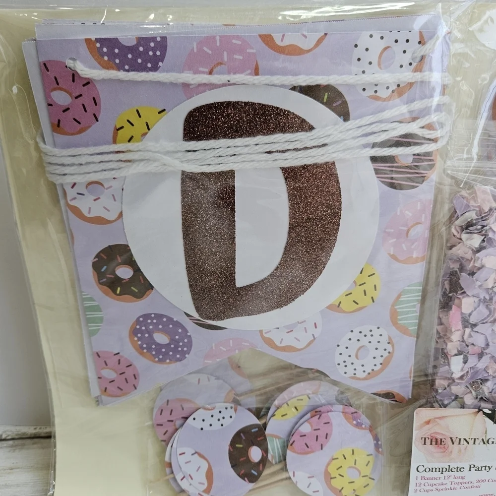 Donut Grow Up Party Decorations Set with Cupcake Toppers and Banners